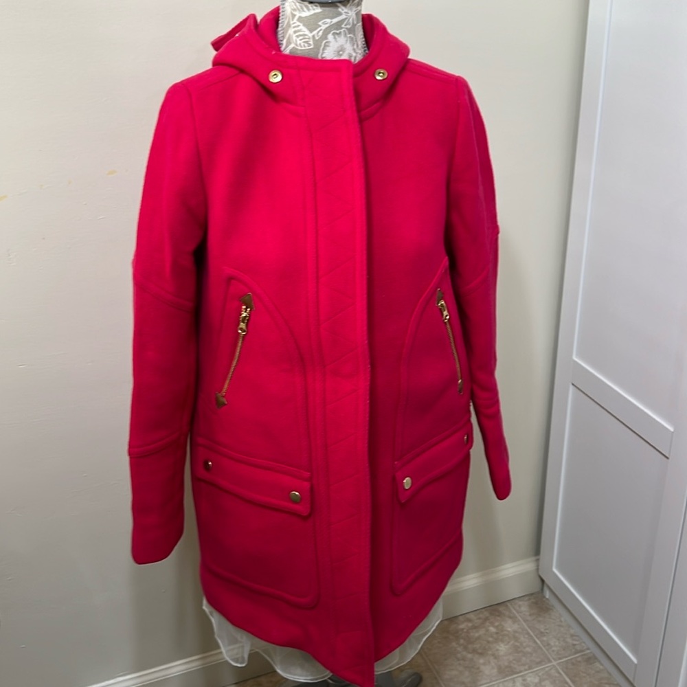 J. Crew Chateau Hooded Parka Stadium Cloth Italian Wool Nello Gori